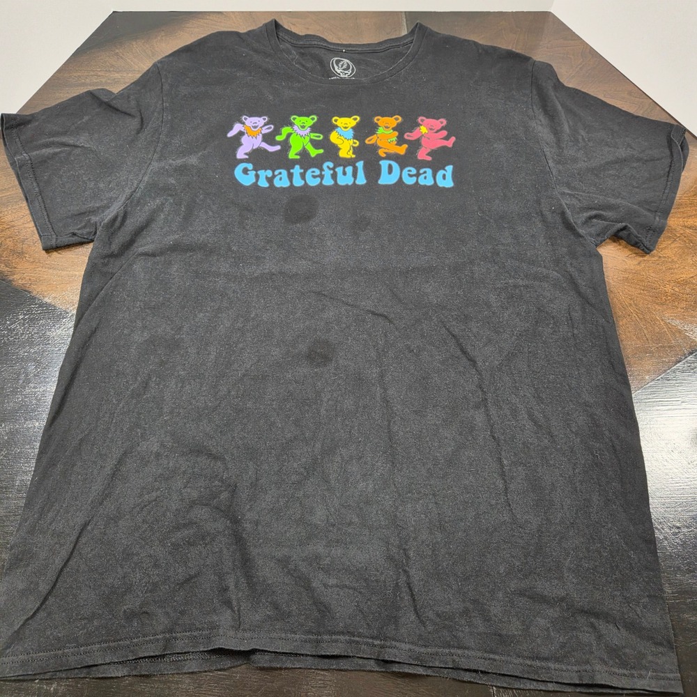 Grateful Dead Black Dancing Bears Graphic T-Shirt Mens 2XL Short Sleeve Cotton